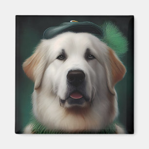 Great Pyrenäen Hund in St. Patrick's Day Dress Magnet