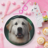 Great Pyrenäen Hund in St. Patrick's Day Dress Pappteller (Party)