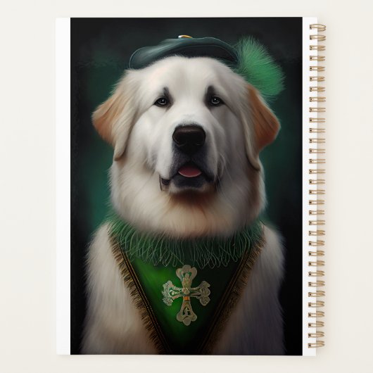 Great Pyrenäen Hund in St. Patrick's Day Dress Planer (Rückseite)