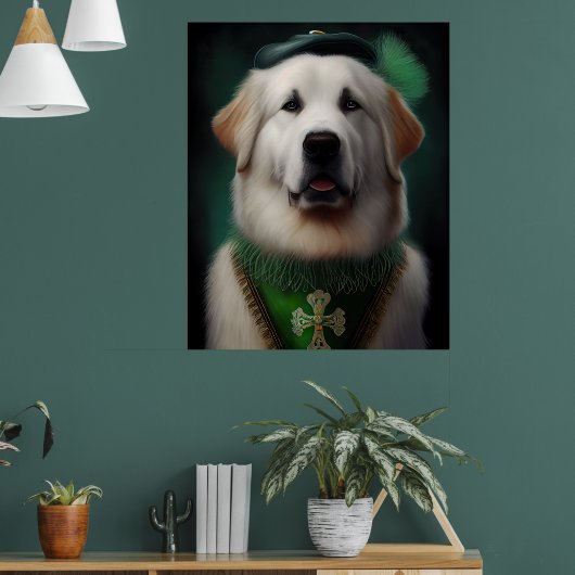 Great Pyrenäen Hund in St. Patrick's Day Dress Poster (Wohnzimmer 1)