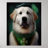 Great Pyrenäen Hund in St. Patrick's Day Dress Poster (Vorne)