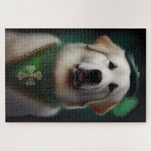Great Pyrenäen Hund in St. Patrick's Day Dress Puzzle (Horizontal)