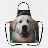 Great Pyrenäen Hund in St. Patrick's Day Dress Schürze (Vorderseite)