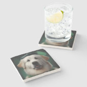 Great Pyrenäen Hund in St. Patrick's Day Dress Steinuntersetzer (Seitenansicht)