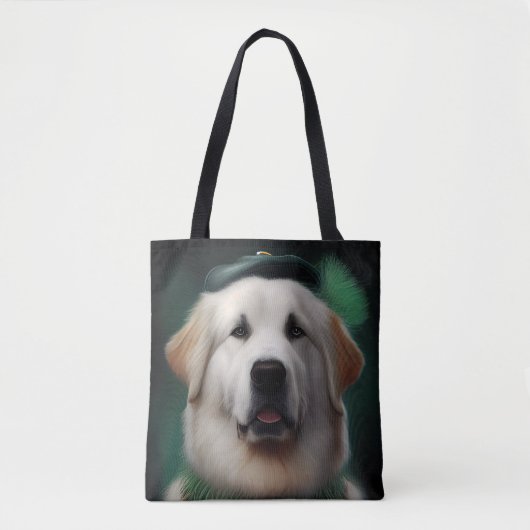 Great Pyrenäen Hund in St. Patrick's Day Dress Tasche (Vorderseite)