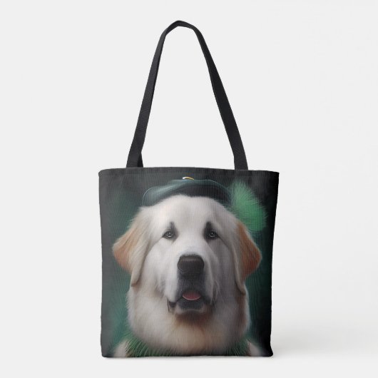 Great Pyrenäen Hund in St. Patrick's Day Dress Tasche (Rückseite)