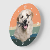 Great Pyrenäen Hund Retro Sunset Große Wanduhr (Winkel)