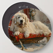 Great Pyrenäen Hund Weihnachten Feierliche Button (Vorne & Hinten)