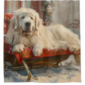 Great Pyrenäen Hund Weihnachten Feierliche Duschvorhang (Vorderseite)