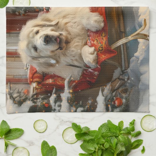 Great Pyrenäen Hund Weihnachten Feierliche Geschirrtuch (Gefaltet)