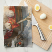 Great Pyrenäen Hund Weihnachten Feierliche Geschirrtuch (Viertel Falte)