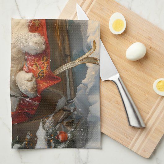 Great Pyrenäen Hund Weihnachten Feierliche Geschirrtuch (Viertel Falte)