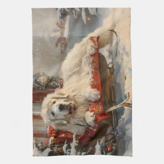 Great Pyrenäen Hund Weihnachten Feierliche Geschirrtuch (Vertikal)