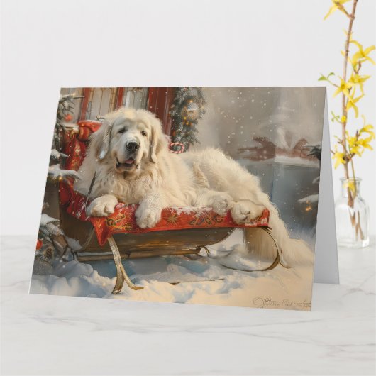 Great Pyrenäen Hund Weihnachten Feierliche Karte (Gelbe Blume)