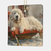 Great Pyrenäen Hund Weihnachten Feierliche Keramikornament (Links)