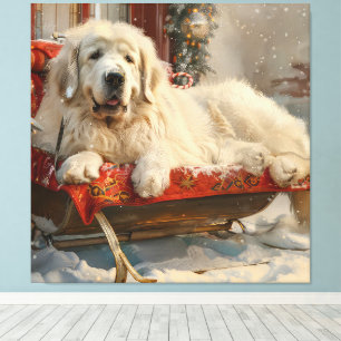 Great Pyrenäen Hund Weihnachten Feierliche Leinwanddruck