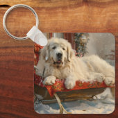Great Pyrenäen Hund Weihnachten Feierliche Schlüsselanhänger (Vorderseite)