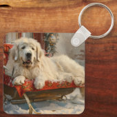 Great Pyrenäen Hund Weihnachten Feierliche Schlüsselanhänger (Rückseite)
