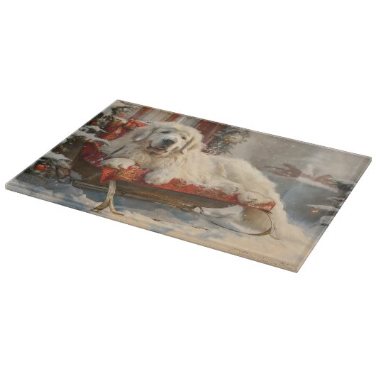 Great Pyrenäen Hund Weihnachten Feierliche Schneidebrett (Ecke)