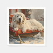 Great Pyrenäen Hund Weihnachten Feierliche Serviette (Vorderseite)