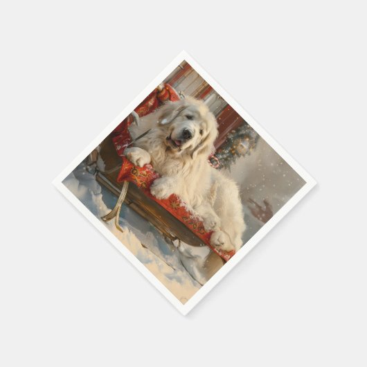 Great Pyrenäen Hund Weihnachten Feierliche Serviette (Ecke)