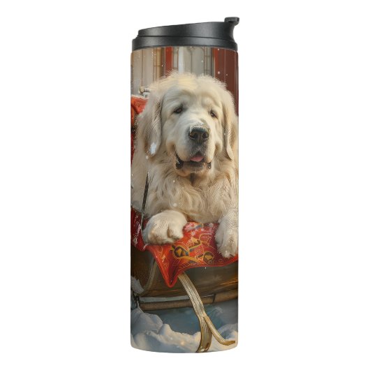 Great Pyrenäen Hund Weihnachten Feierliche Thermosbecher (Nach links gedreht)