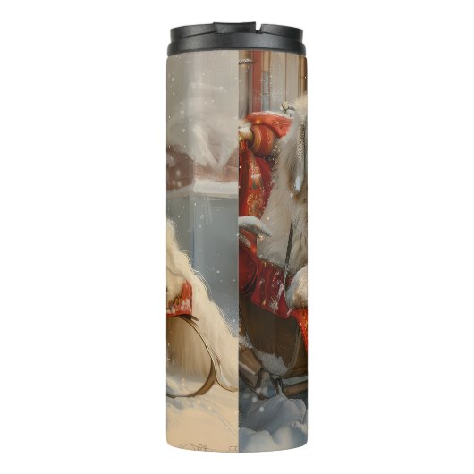 Great Pyrenäen Hund Weihnachten Feierliche Thermosbecher (Rückseite)