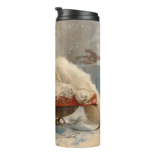 Great Pyrenäen Hund Weihnachten Feierliche Thermosbecher (Nach rechts gedreht)