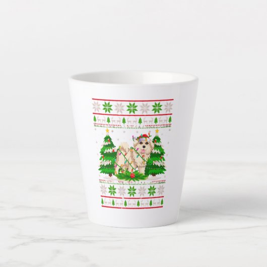 Great Pyrenäen Hund Weihnachtsbaum Lichter Milchtasse (Vorderseite)