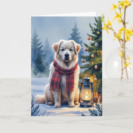 Great Pyrenäen Hund Weihnachtsgrüße Karte (Gelbe Blume)