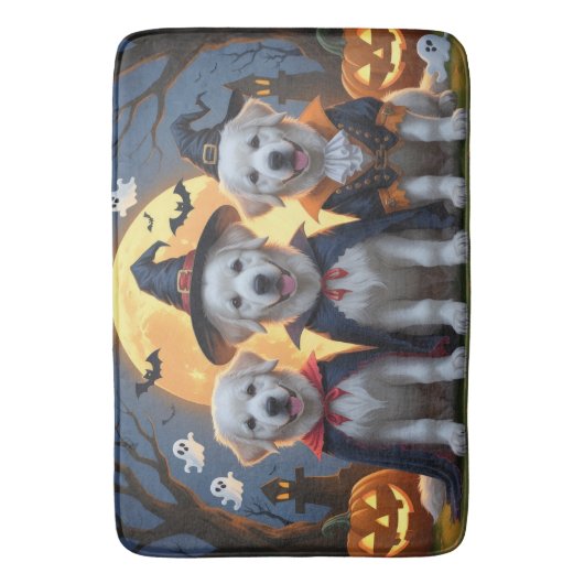 Great Pyrenäen Hunde Pumpkin Halloween Funny Badematte (Vorderseite Vertikal)