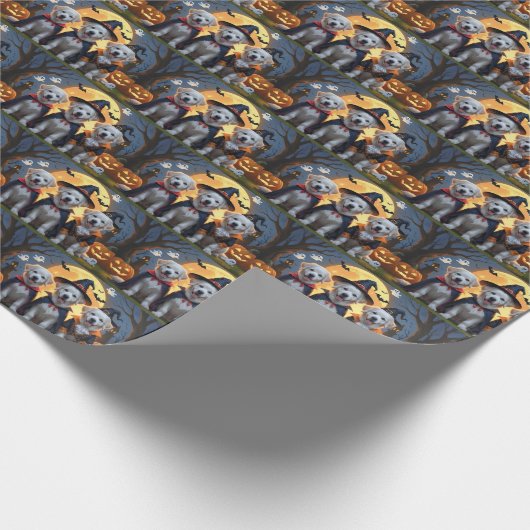 Great Pyrenäen Hunde Pumpkin Halloween Funny Geschenkpapier (Ecke)
