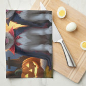 Great Pyrenäen Hunde Pumpkin Halloween Funny Geschirrtuch (Viertel Falte)