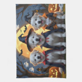 Great Pyrenäen Hunde Pumpkin Halloween Funny Geschirrtuch (Vertikal)