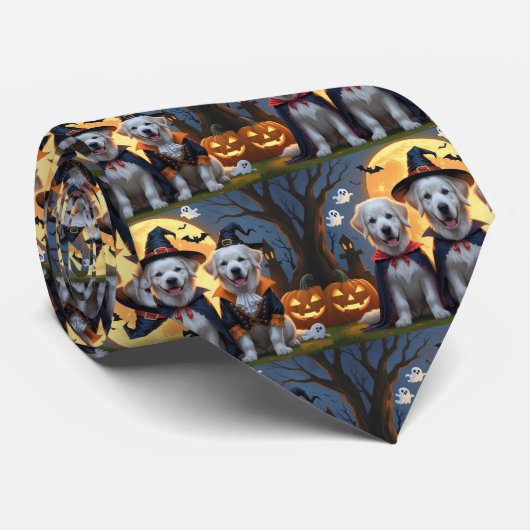 Great Pyrenäen Hunde Pumpkin Halloween Funny Krawatte (Gerollt)