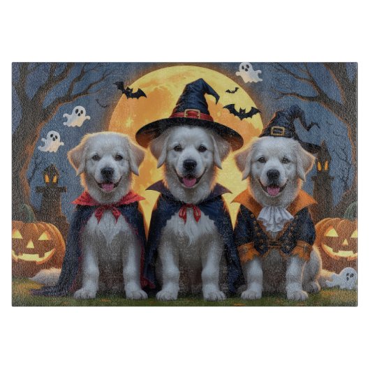 Great Pyrenäen Hunde Pumpkin Halloween Funny Schneidebrett (Vorderseite)