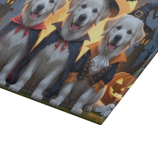 Great Pyrenäen Hunde Pumpkin Halloween Funny Schneidebrett (Ecke)