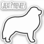 Great Pyrenäen Hunde Silhouette Vinyl Sticker (Vorderseite)
