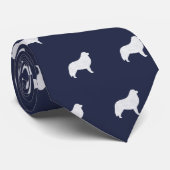 Great Pyrenäen Hunde Silhouetten Muster Blau Krawatte (Gerollt)