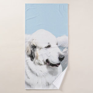 Great Pyrenäen Malerei - Original Hundekunst Badhandtuch Set