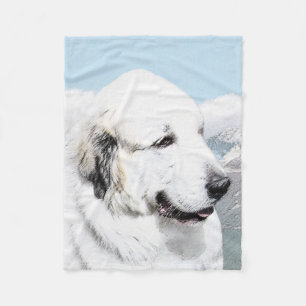 Great Pyrenäen Malerei - Original Hundekunst Fleecedecke