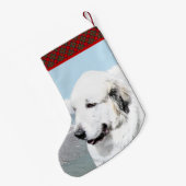 Great Pyrenäen Malerei - Original Hundekunst Kleiner Weihnachtsstrumpf (Rückseite (Hängend))