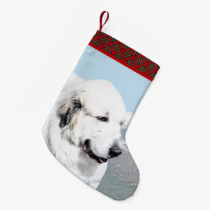 Great Pyrenäen Malerei - Original Hundekunst Kleiner Weihnachtsstrumpf
