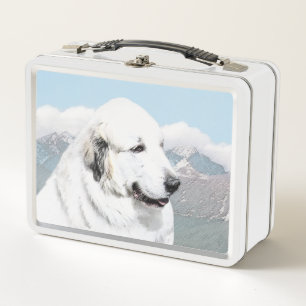 Great Pyrenäen Malerei - Original Hundekunst Metall Brotdose