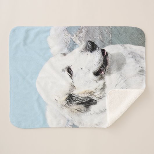 Great Pyrenäen Malerei - Original Hundekunst Sherpadecke (Vorderseite (Horizontal))