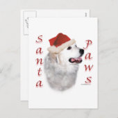 Great Pyrenäen Santa Paws Feiertagspostkarte (Vorne/Hinten)