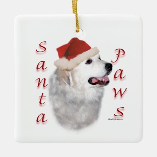 Great Pyrenäen Santa Paws Keramikornament (Vorderseite)
