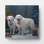 Great Pyrenäen Snowy Sleigh Weihnachtsdekor Fotoplatte (Vorderseite)