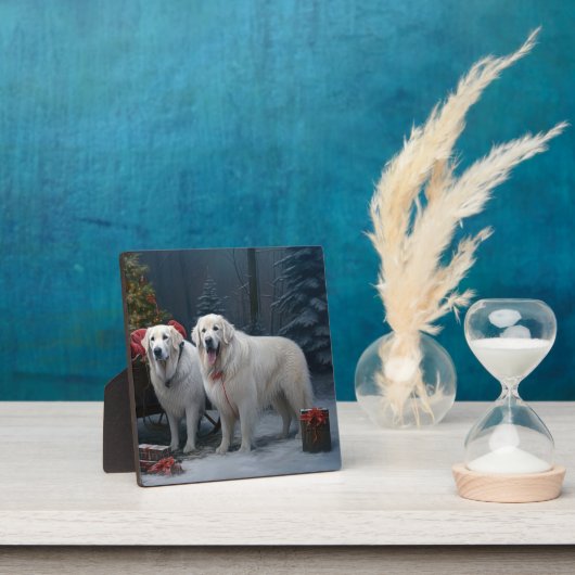 Great Pyrenäen Snowy Sleigh Weihnachtsdekor Fotoplatte (InSitu)