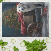 Great Pyrenäen Snowy Sleigh Weihnachtsdekor Geschirrtuch (Gefaltet)